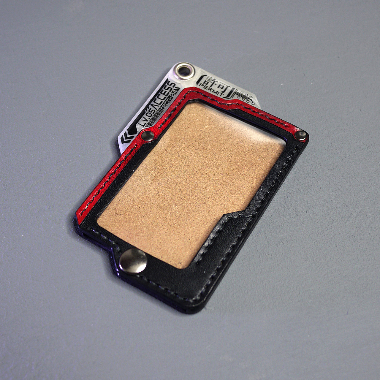 orizontas-tech04 蓄光IDケース パスケース サイバーパンク 牛革 ハンドメイド レザー