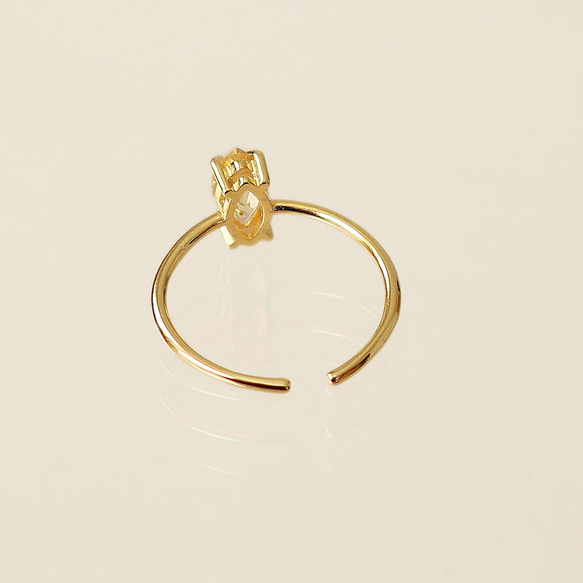 【11月誕生石】 シトリン マーキスファセットカット 約8×4mm / Silver925製 ゴールド リング 指輪 5枚目の画像