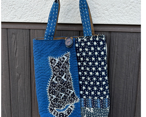 古布 グラニーバッグ 藍染 型染 ハンドメイド 柿渋染め 楽天市場