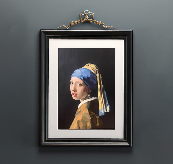 ポリゴンアート「真珠の耳飾りの少女」 2枚目の画像