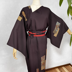 vintage kimono dress 正絹ロングドレス　着物リメイクドレス　アップサイクル 3枚目の画像