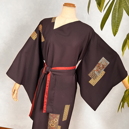 一点物　正絹　着物　ドレス　ロング アンティーク kimono dress 一点物 正絹 着物 ドレス ロング アンティーク kimono dress