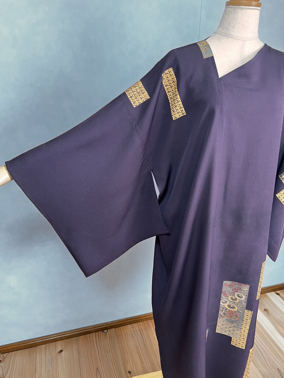 vintage kimono dress 正絹ロングドレス　着物リメイクドレス　アップサイクル 8枚目の画像