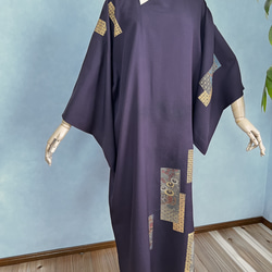 vintage kimono dress 正絹ロングドレス　着物リメイクドレス　アップサイクル 2枚目の画像