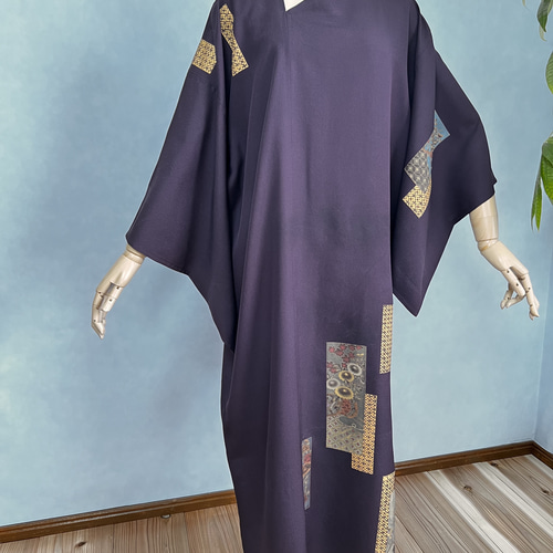 vintage kimono dress 正絹ロングドレス 着物リメイクドレス