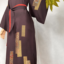 vintage kimono dress 正絹ロングドレス　着物リメイクドレス　アップサイクル 5枚目の画像