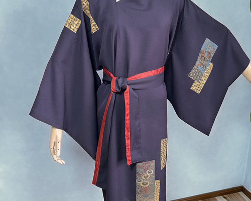 vintage kimono dress 正絹ロングドレス 着物リメイクドレス アップ