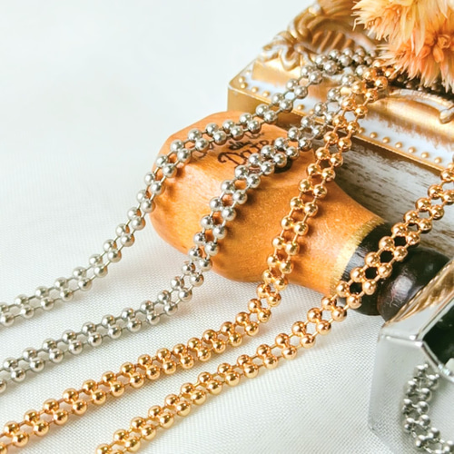 50cm】ダブルボールチェーン ボールチェーン 2連 アクセサリパーツ