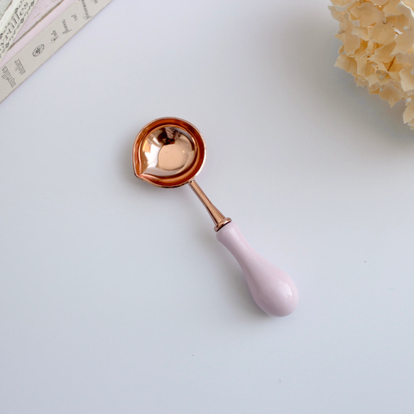 【Rose pink】シーリングスタンプ用　Melting spoon【Natural wood】 1枚目の画像