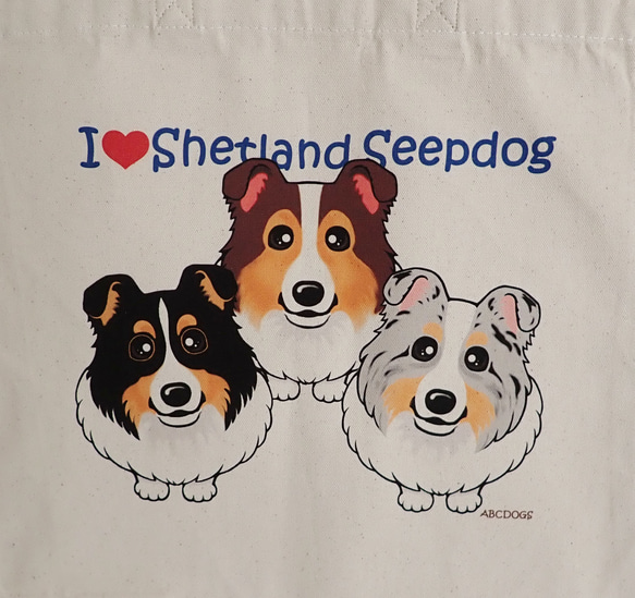 帆布手提包“I❤DOGS”Sheltie 第2張的照片