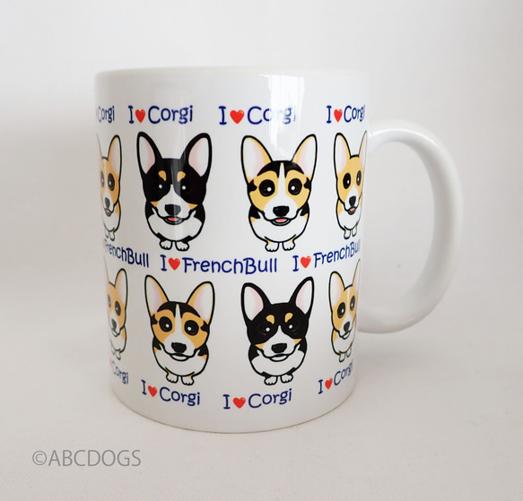 『I❤DOGS』マグカップ　コーギー 1枚目の画像