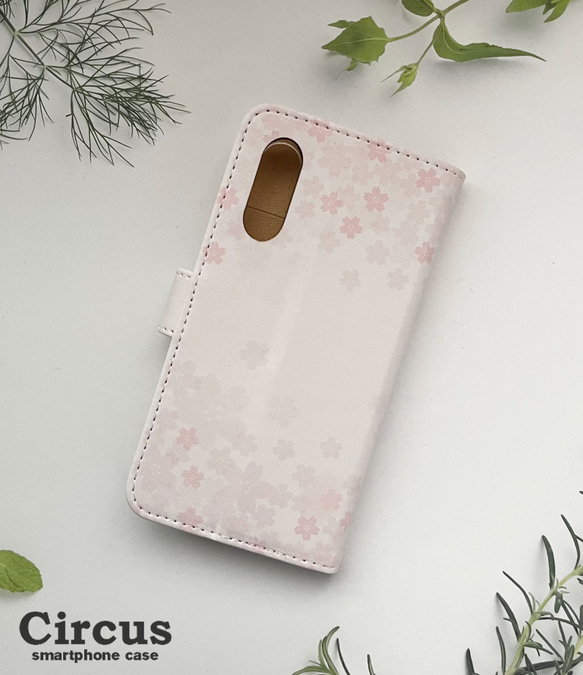 桜 手帳型ケース カメラ穴 XPERIA AQUOS Galaxy 桜柄 シンプル glife-034 2枚目の画像