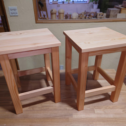 作業いす2台・図工室・美術室用、ほぞ組で丈夫 椅子（チェアー