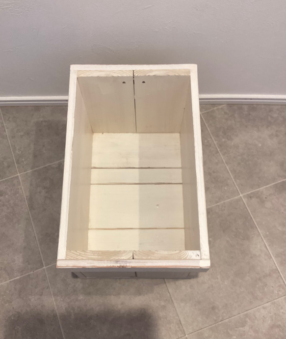 がさっと入れられる木箱(Ｓサイズ／オフホワイト） 5枚目の画像