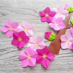 【折り紙　早春飾り　桃の花と木　】桃の節句　ひな祭り 2枚目の画像