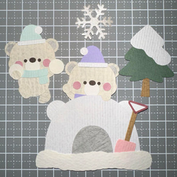 Winter 冬　ペーパーアート　くまさん　クラフトパンチ ペーパークラフト しろくま 冬 雪遊び セットクマ 4枚目の画像