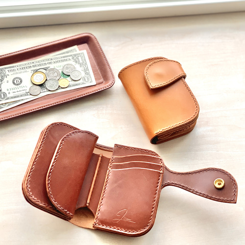 JISONオリジナル レザーハーフウォレット 二つ折り財布 JISON  