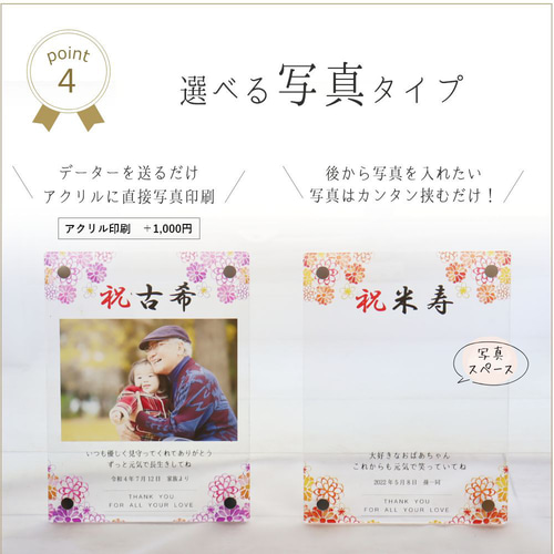 長寿お祝い 還暦・古希・喜寿【お急ぎ】『アクリルフォトフレーム