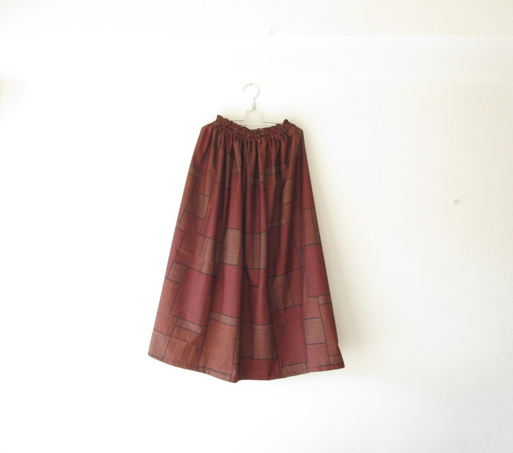 ☆大島紬着物ロングスカート☆赤黒♪/31ks021 7,400円