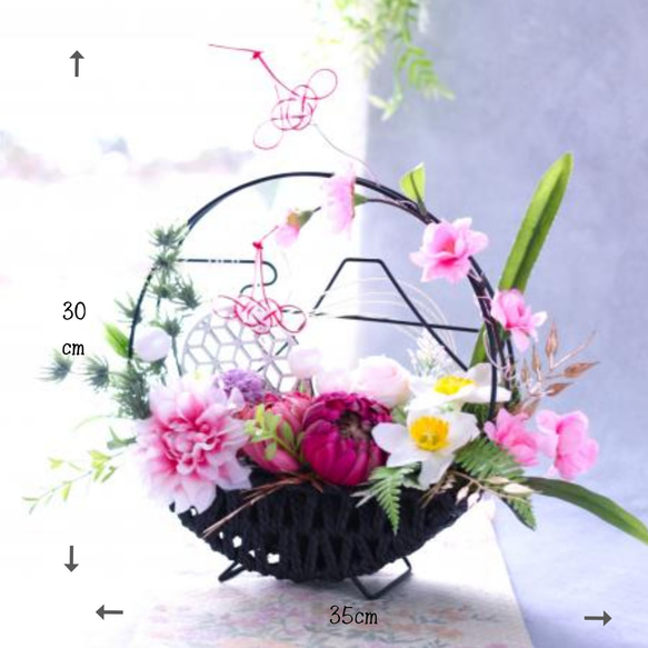 【新作2024】富士山の花景色 初春～桃の節句 和モダンSサイズ 9枚目の画像