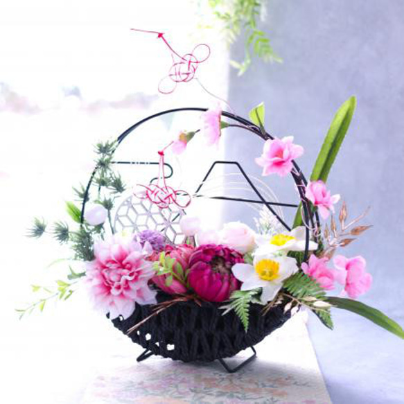 【新作2024】富士山の花景色 初春～桃の節句 和モダンSサイズ 3枚目の画像