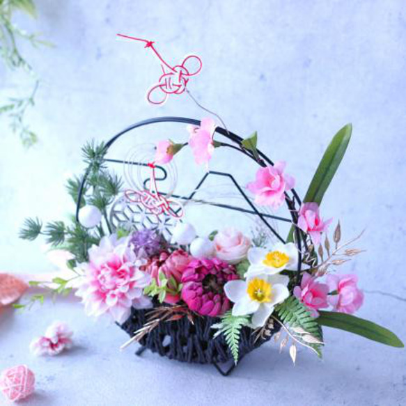 【新作2024】富士山の花景色 初春～桃の節句 和モダンSサイズ 6枚目の画像