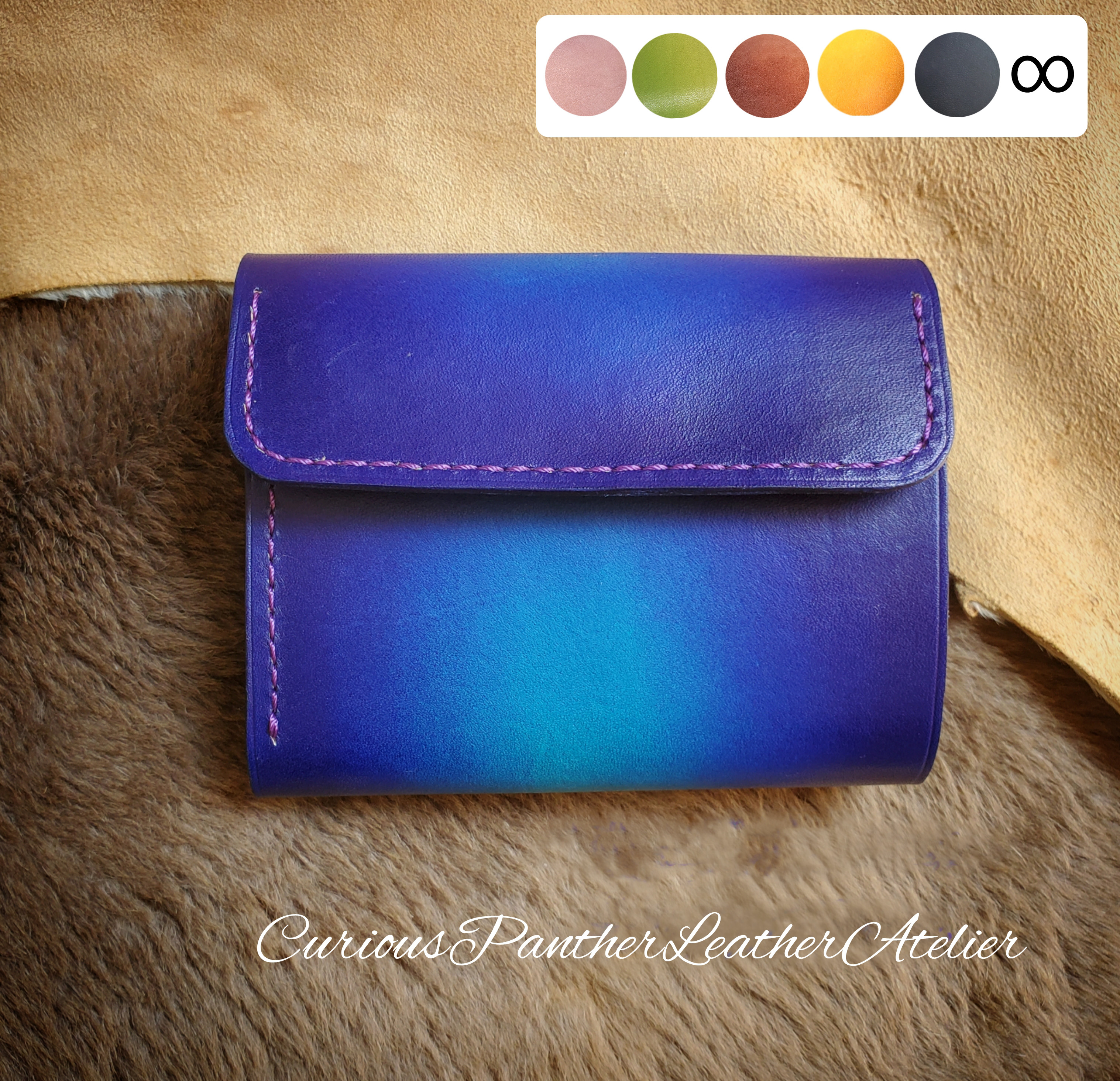 【世界に一つのコンパクトな三つ折り革財布】レザー　メンズ　レディース　二つ折り　送料無料　ボックスコインケース