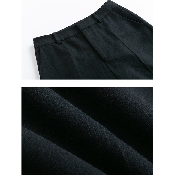 9分丈ウール混紡パンツ　薄目ツイート生地パンツ　ウール通勤パンツ　ブラック　S-XL#442 11枚目の画像