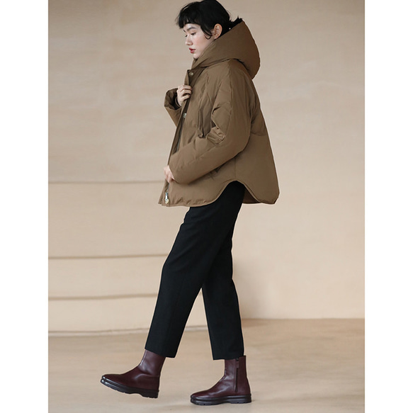 9分丈ウール混紡パンツ　薄目ツイート生地パンツ　ウール通勤パンツ　ブラック　S-XL#442 10枚目の画像