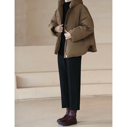 9分丈ウール混紡パンツ　薄目ツイート生地パンツ　ウール通勤パンツ　ブラック　S-XL#442 4枚目の画像