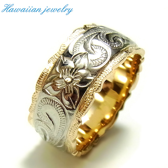 ハワイアンジュエリー リング ホヌ プルメリア K14 イエローゴールド コーティング インスタ