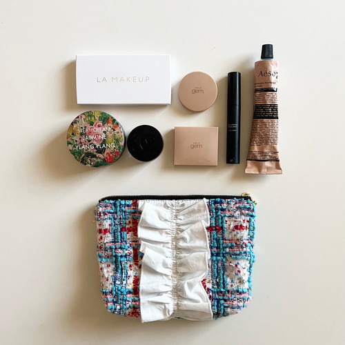 受注生産】 ツイードフリルポーチ（3色から1色お選び下さい。） ポーチ  