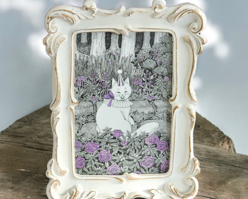 【原画】『木の人と猫たち』猫の絵　絵画　パステル画　アンティーク　植物 原画】『木の人と猫たち』猫の絵絵画パステル画アンティーク植物