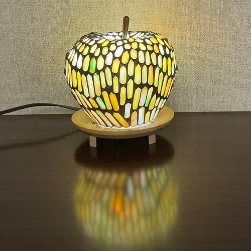 りんご4点セット 林檎のステンドグラスランプとAppleガラス小物