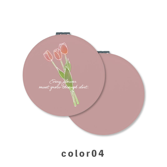 韓国風 韓国 花 フラワー くすみカラー コンパクトミラー 折りたたみ 拡大鏡 薄型 NLFT-MRR07-00e 6枚目の画像