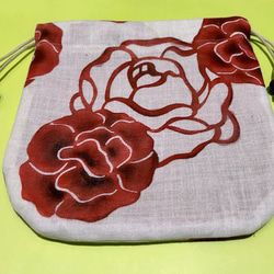 Creema限定　手ぬぐいと巾着袋（薔薇）のセット 3枚目の画像