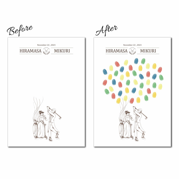 「ゴルフ」ウェディングツリー　結婚証明書　ウェルカムスタンプボード　説明書付き　スタンプ同時購入可 6枚目の画像