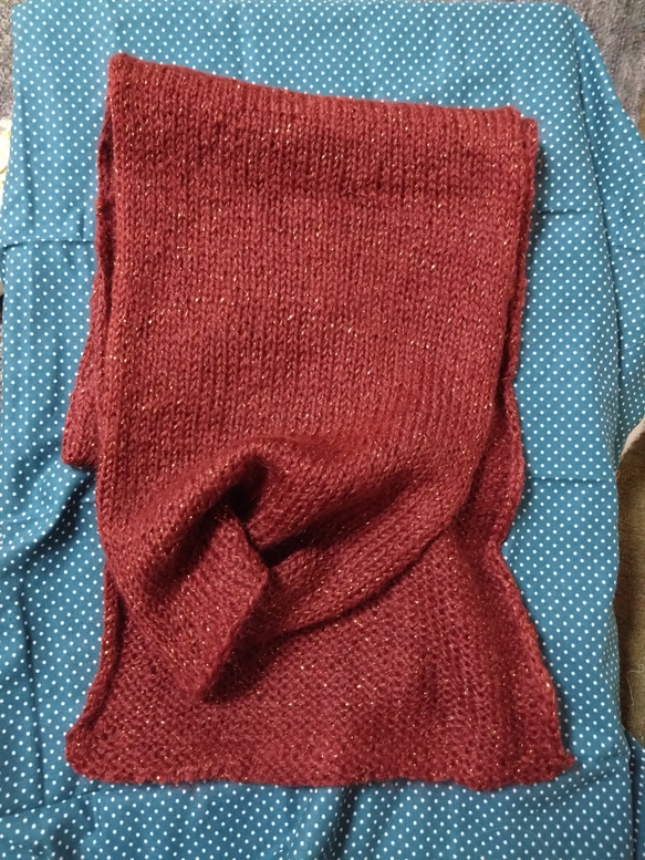 手編みマフラー(赤系) 5枚目の画像