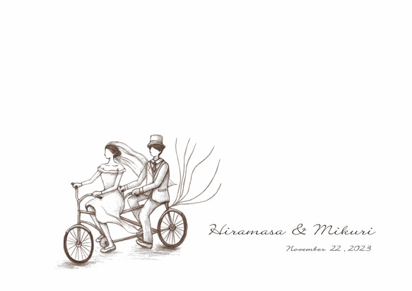 「ふたりで自転車」ウェディングツリー　結婚証明書　ウェルカムスタンプボード　説明書付き 5枚目の画像