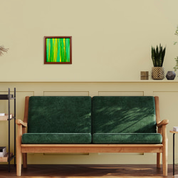 【框架】現代藝術綠黃色室內藝術 第3張的照片