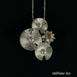 silver950 ペンダント　睡蓮　ダイヤモンド　水晶 8枚目の画像