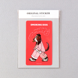 SMOKING DOG（バセットハウンド） ステッカー 1枚目の画像