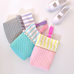 □SOLD□上靴入れ ハンドメイド 上靴袋 ドット パステルカラー