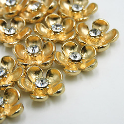 メタルカボション 13mm【 Petit flowers / Gold 】5個 6枚目の画像