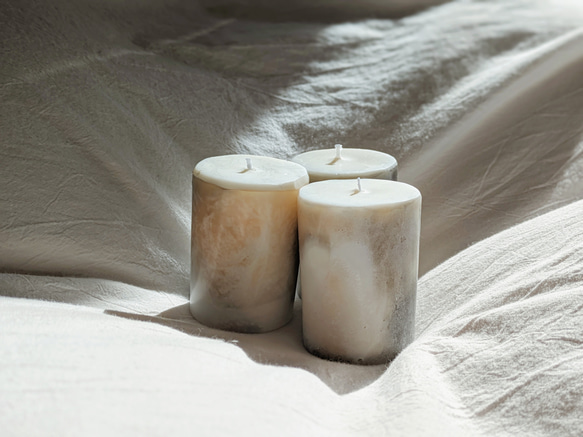 大理石 アンティーク風 キャンドル(S size)2個セット キャンドル