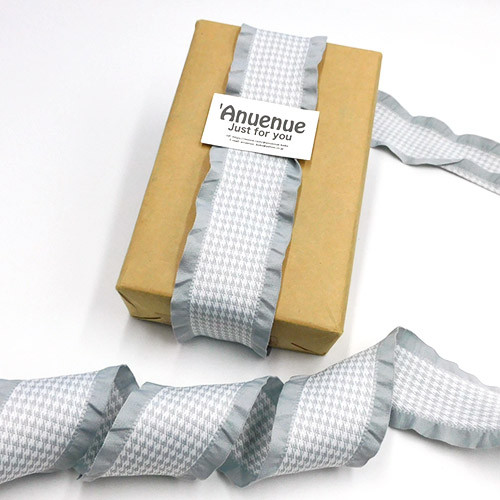 千鳥格子フリルエッジリボン 40mm x 1m リボン・テープ 'Anuenue