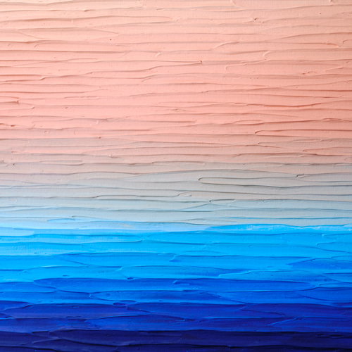 海と夕日の景色】絵画 - オレンジ ブルー グラデーション 原画（MN-#16
