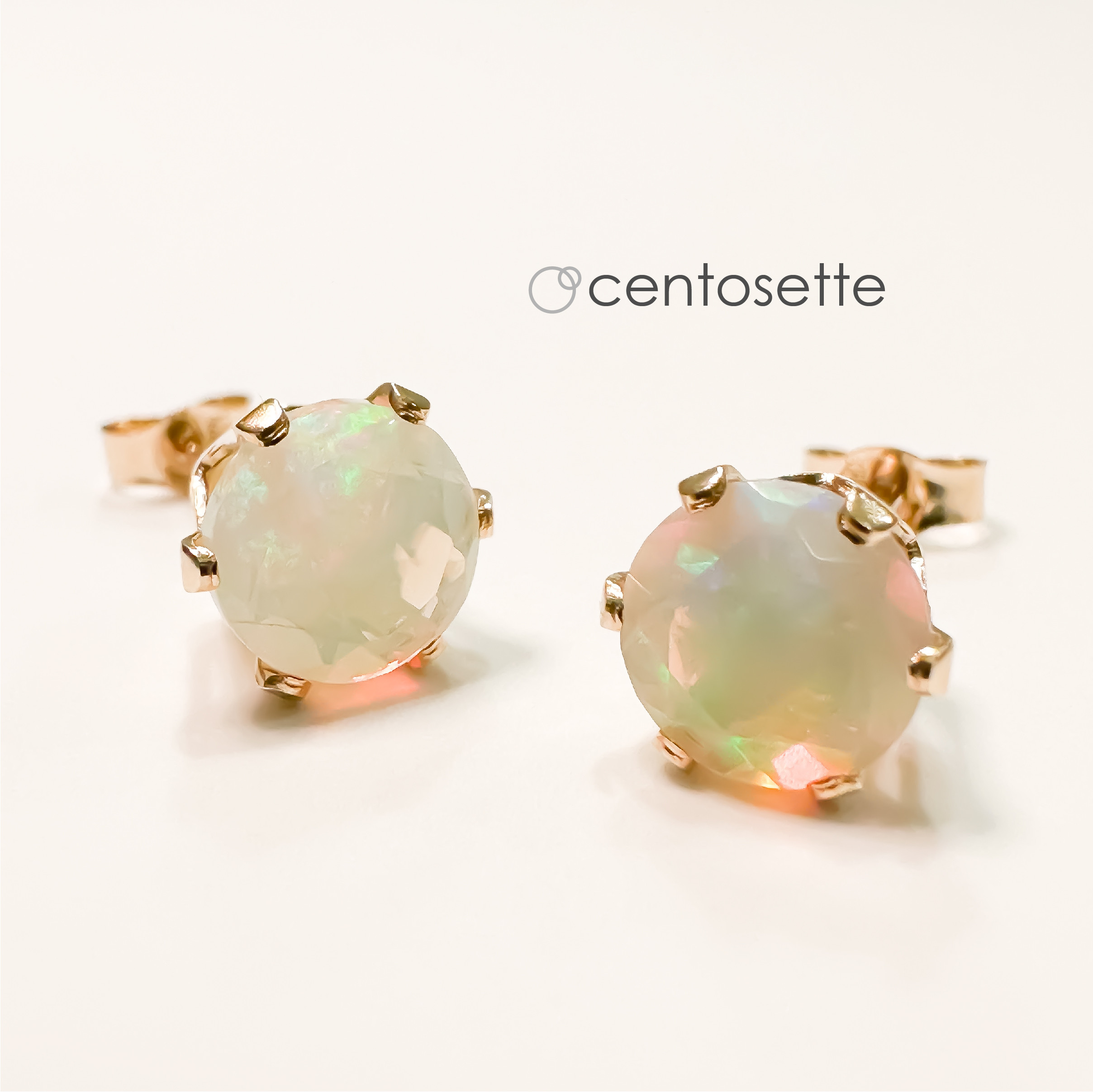 【再販】幸運の石・オパールの14KGF6本爪スタッドピアス6ミリ/サージカルステンレス・SV925・イヤリング金具変更可