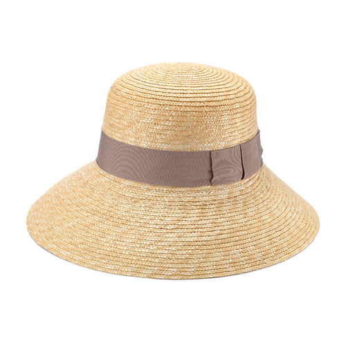 ステラ Stella 麦わら つば広 女優帽 グレージュリボン 57.5cm [UK