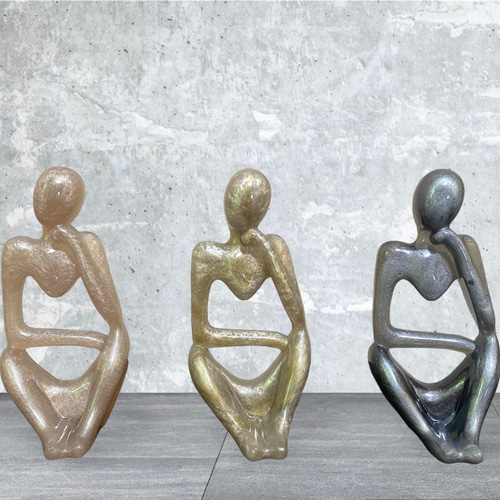 インテリア 置物 考える人 モチーフ 大理石風 A ゴールド その他